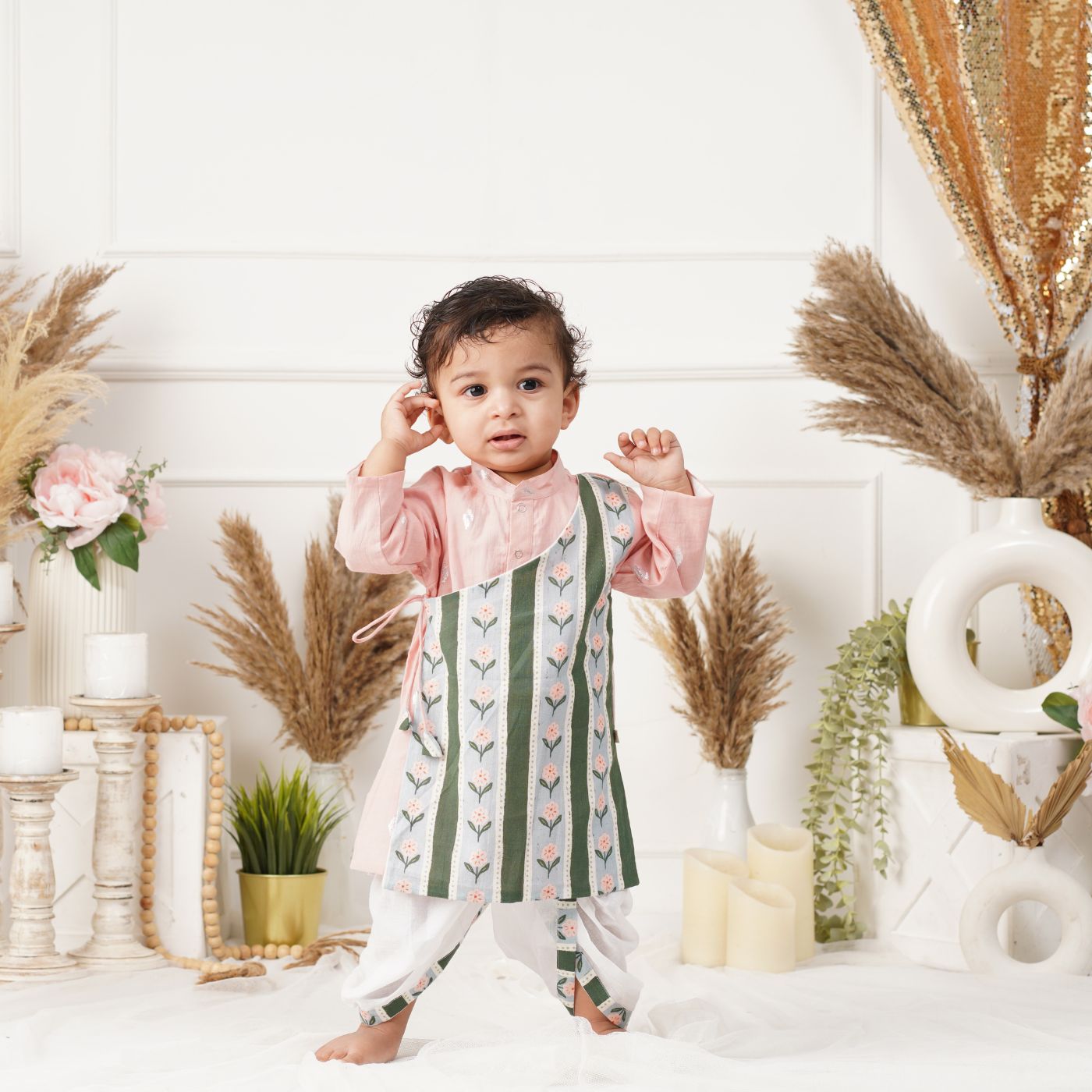 Baby Boy Cotton Angarkha Kurta & Dhoti Pant Set - Roshanara