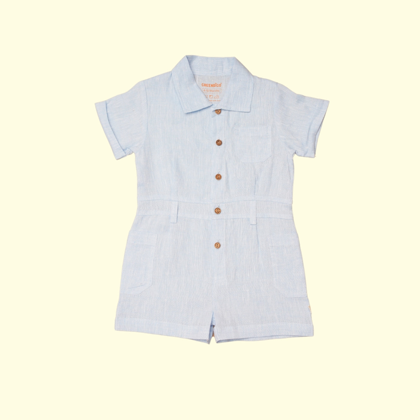 Baby Boy Linen Romper - Blueberry Breeze