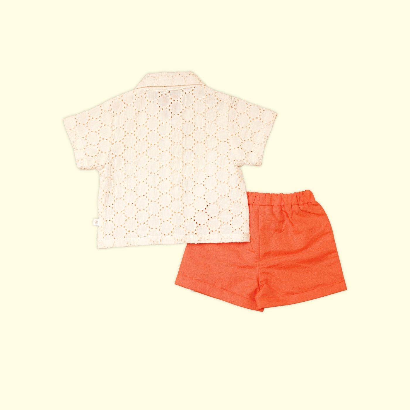 Baby Boy Linen Shirt & Shorts Set - Tangerine Tango