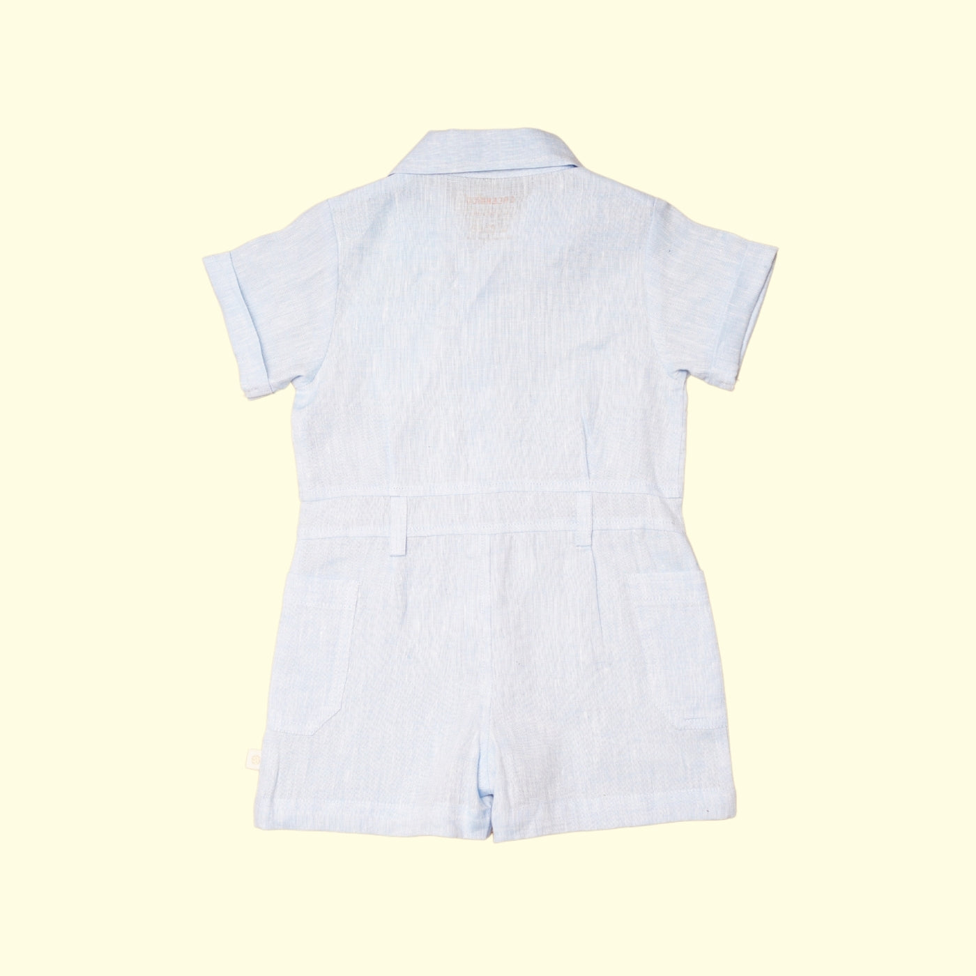 Baby Boy Linen Romper - Blueberry Breeze