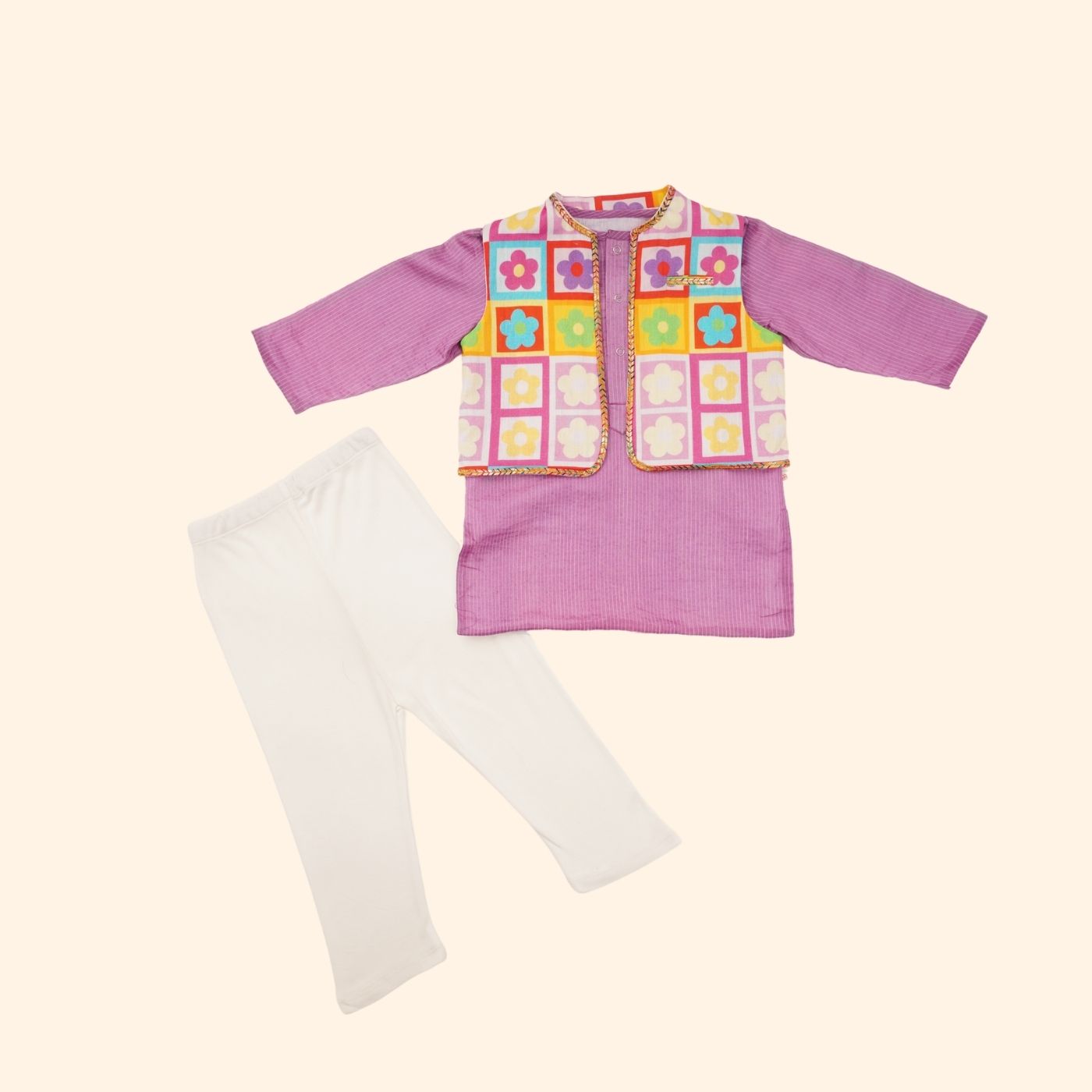 Baby Boy Cotton Kurta, Bundi and Pant Set - Rang Mahal