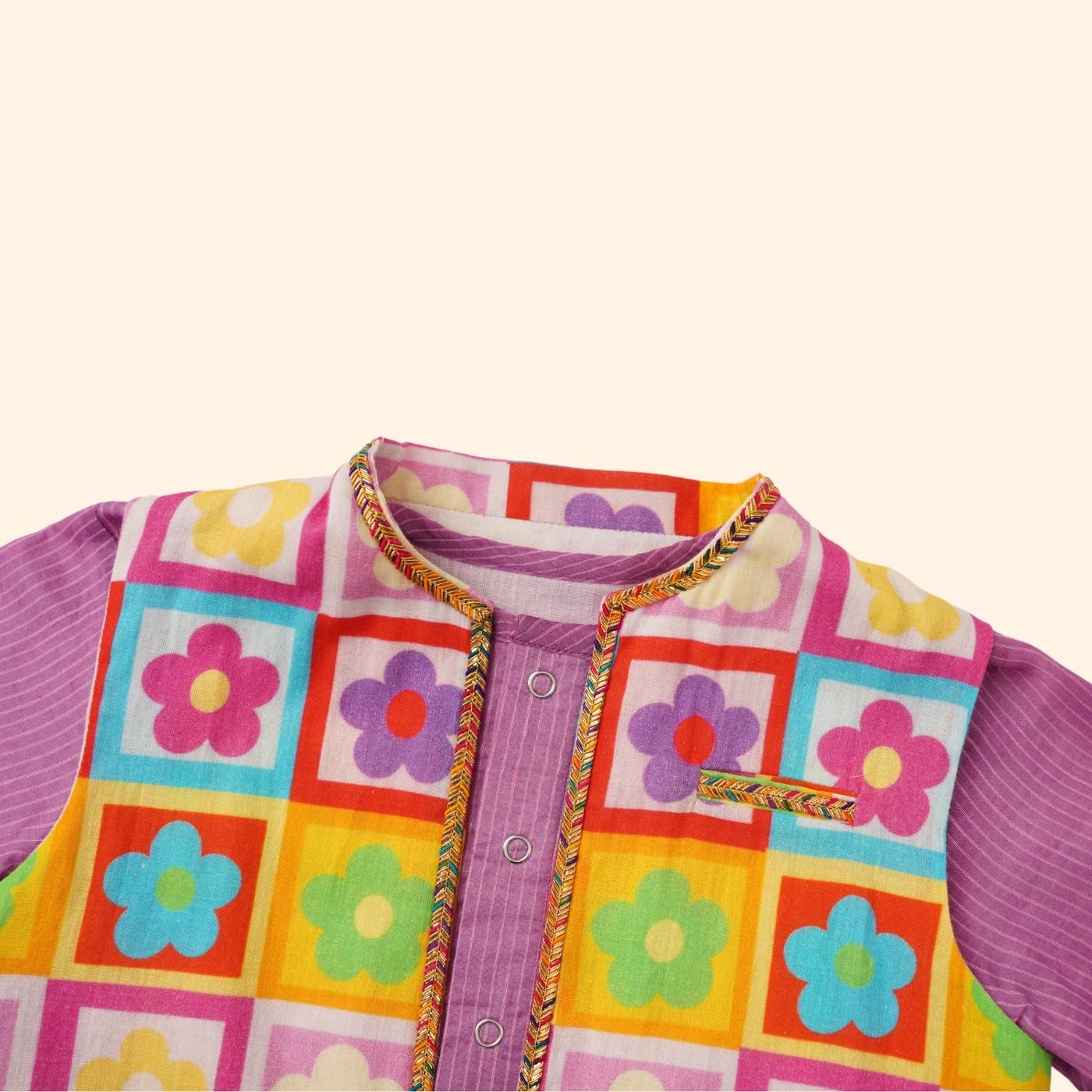 Baby Boy Cotton Kurta, Bundi and Pant Set - Rang Mahal