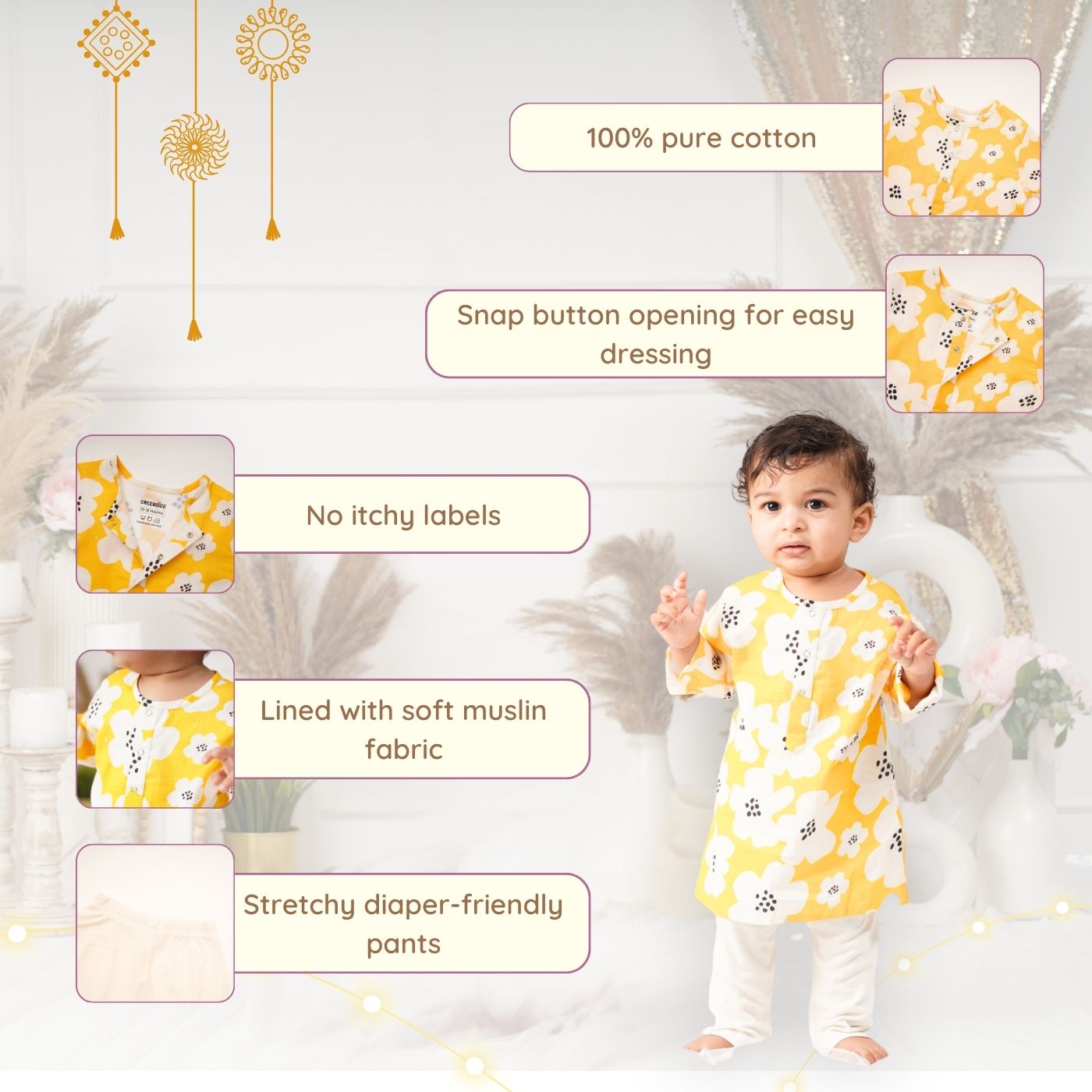 Baby Boy Cotton Kurta & Pant Set - Amaltas