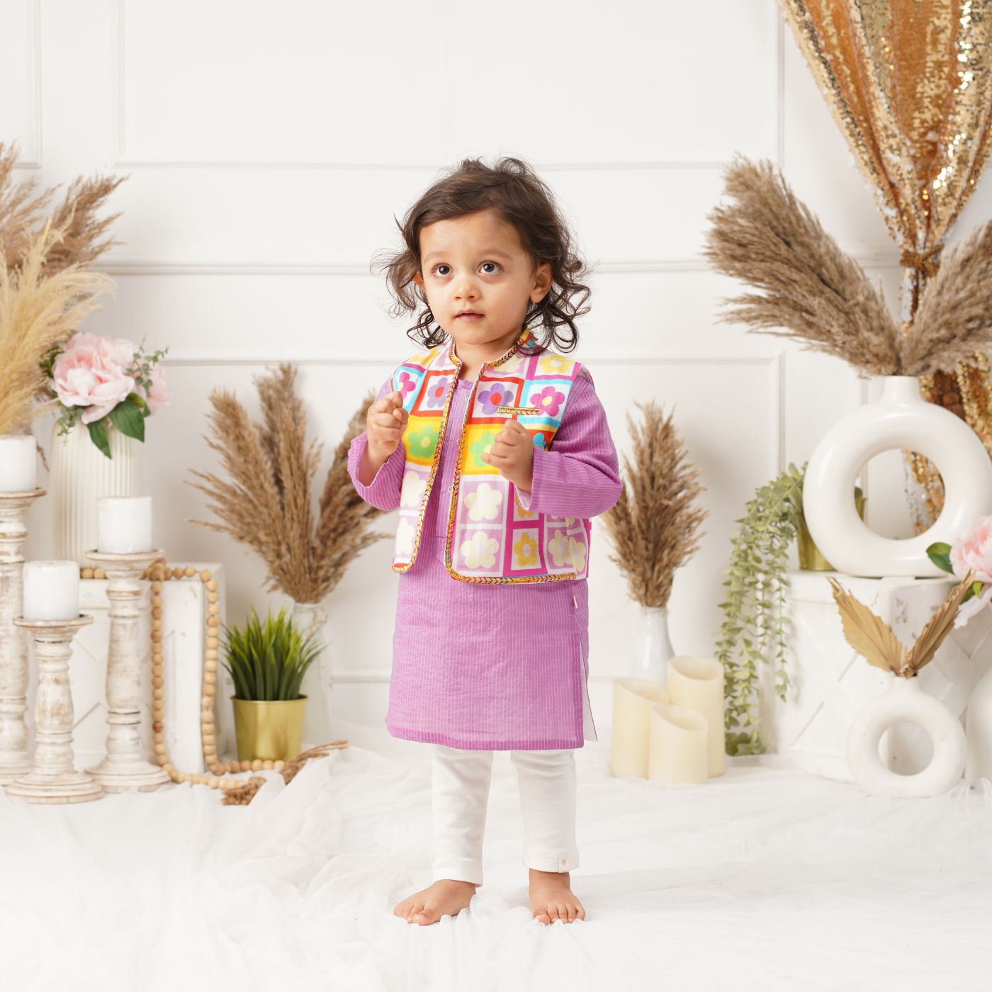 Baby Boy Cotton Kurta, Bundi and Pant Set - Rang Mahal