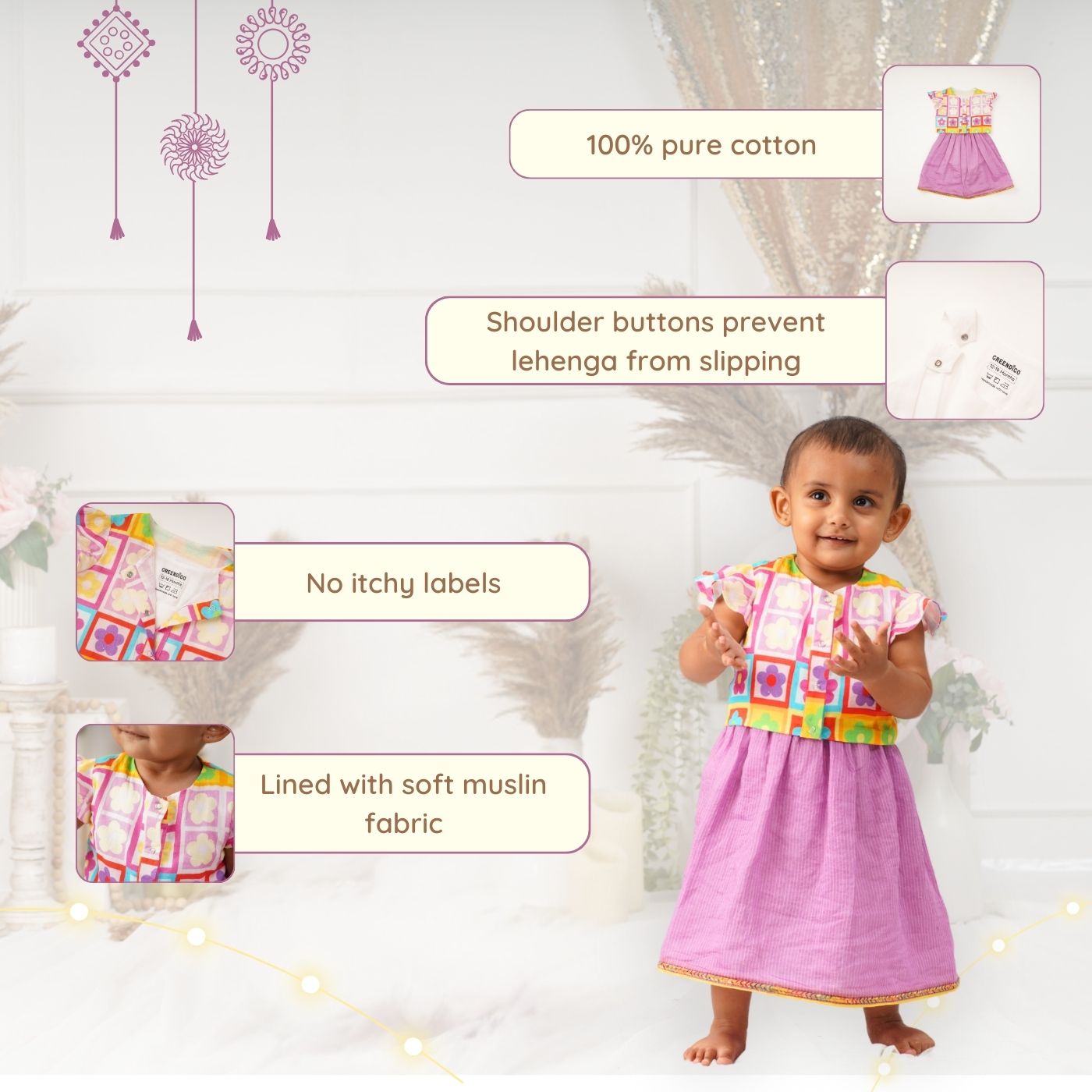 Baby Girl Cotton Lehenga Choli - Satrangi