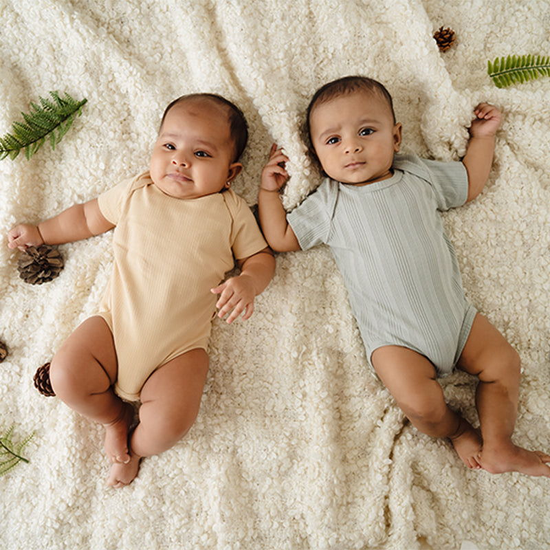 Baby Organic Cotton Bodysuits - Olive - Pack of 2