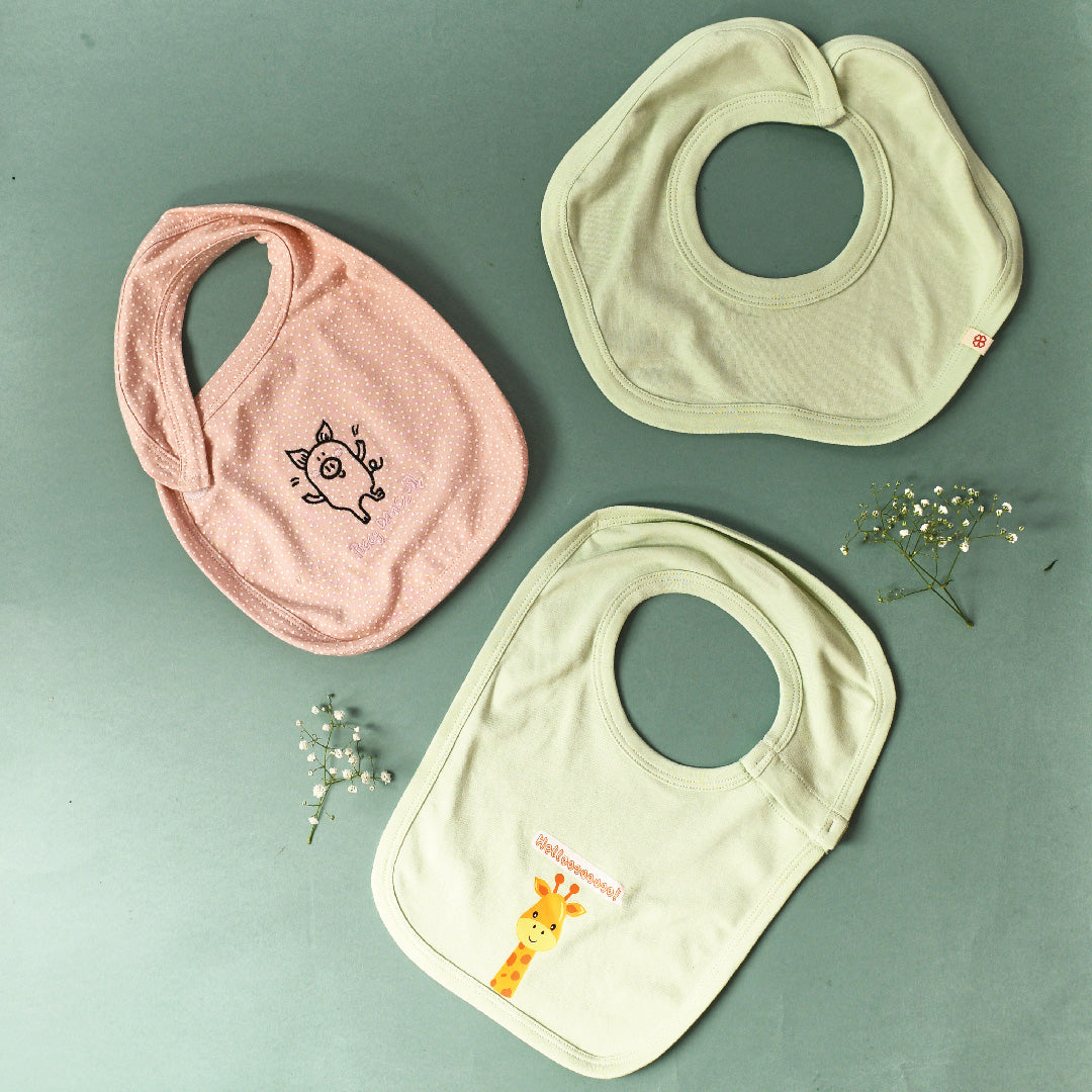 Baby Organic Cotton Bibs - Farm Fans - Pack of 3