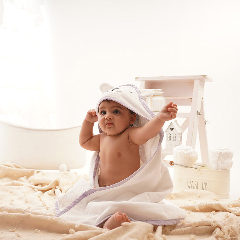 Baby Organic Cotton Hooded Towel - Bear Hug