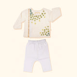 Baby Boy Maheshwari Handwoven Cotton Silk Short Kurta & Pant Set - Palash