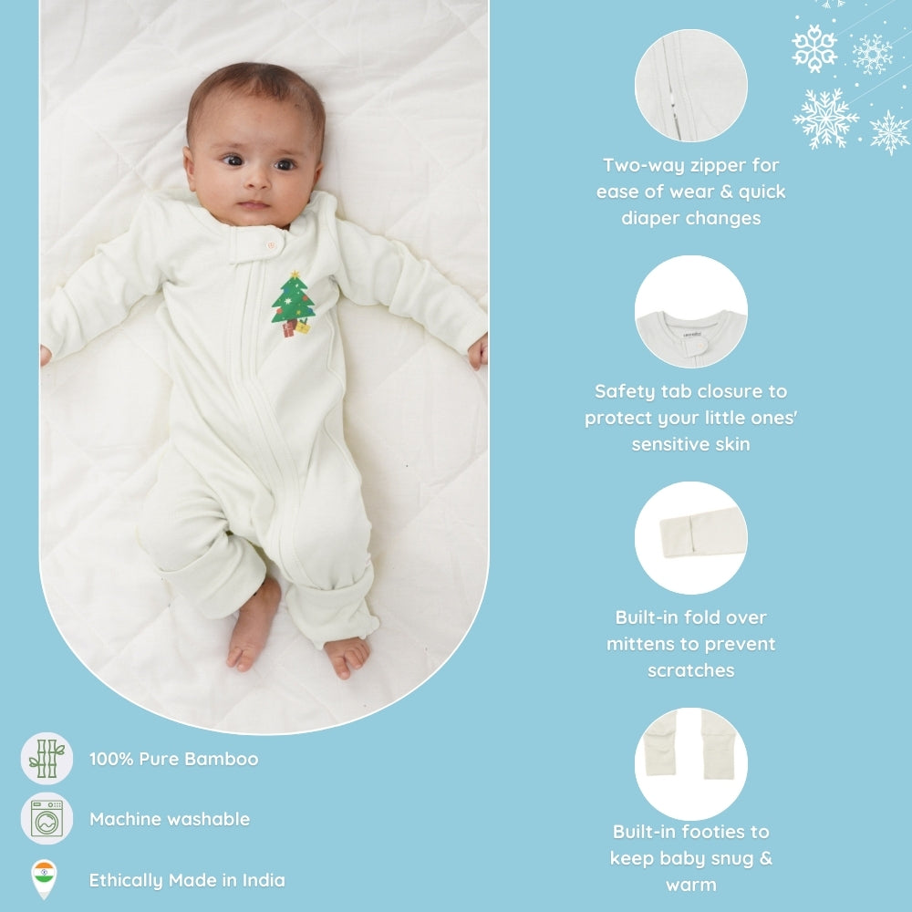 Baby Bamboo Sleepsuit - Tinsel Tree