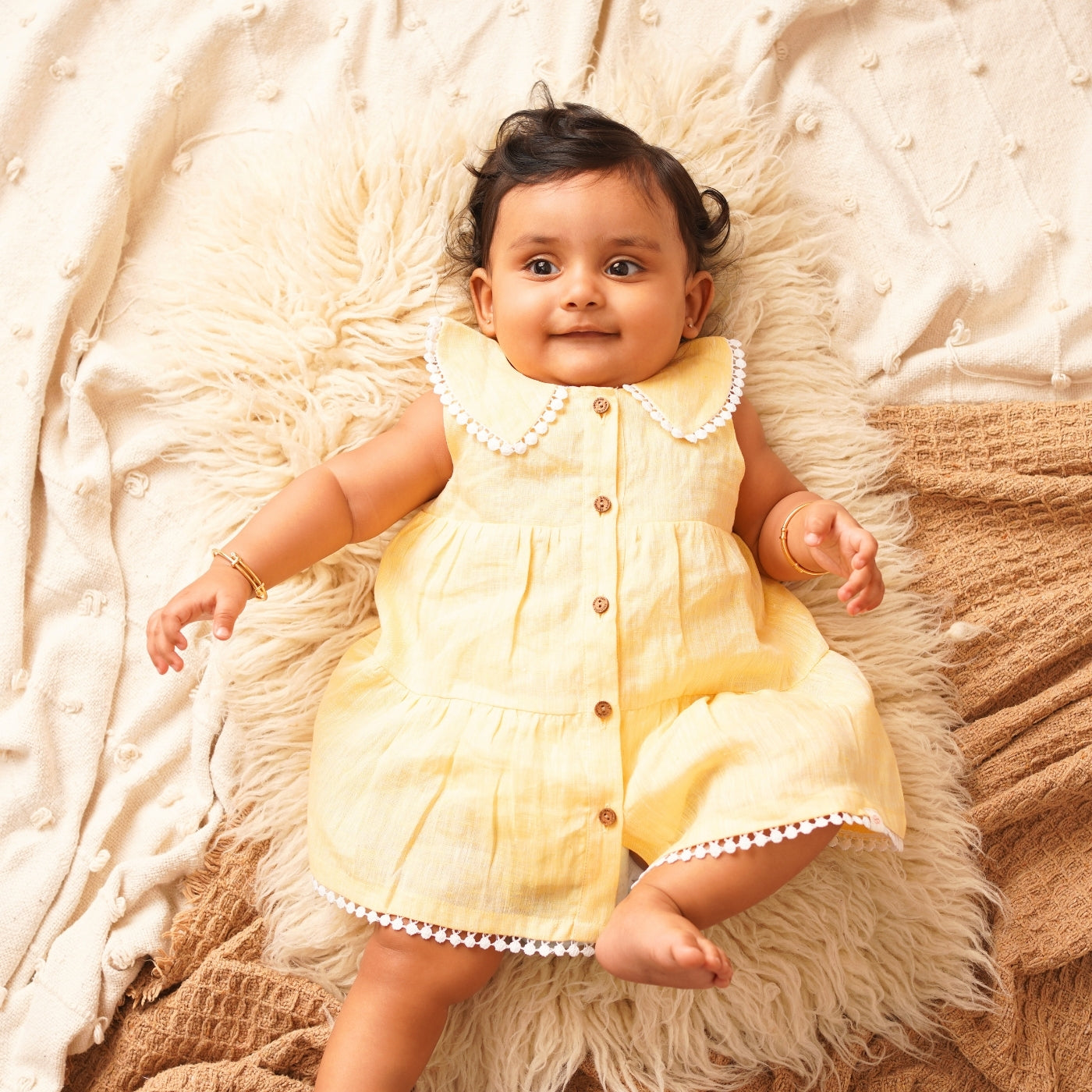 Baby Girl Linen Frock - Mango Melody