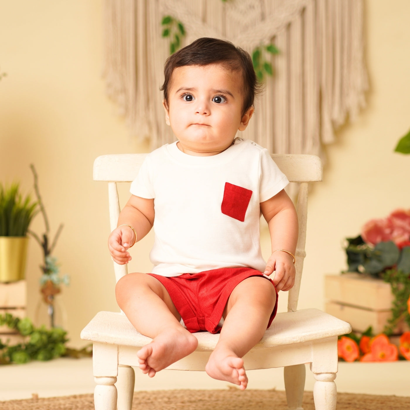 Baby Boy Linen Tshirt & Shorts Set - Watermelon Wave