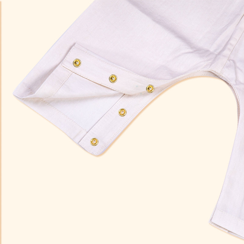Baby Boy Maheshwari Handwoven Cotton Silk Short Kurta & Pant Set - Peony