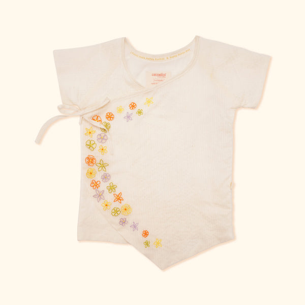 Baby Maheshwari Handwoven Cotton Silk Kimono Top -  Frangipani