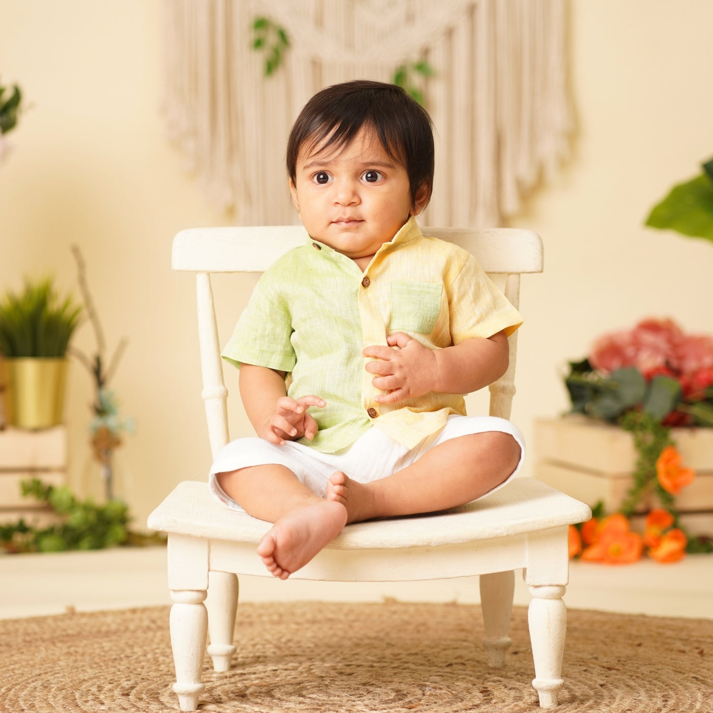 Baby Boy Linen Shirt & Shorts Set - Citrus Crush