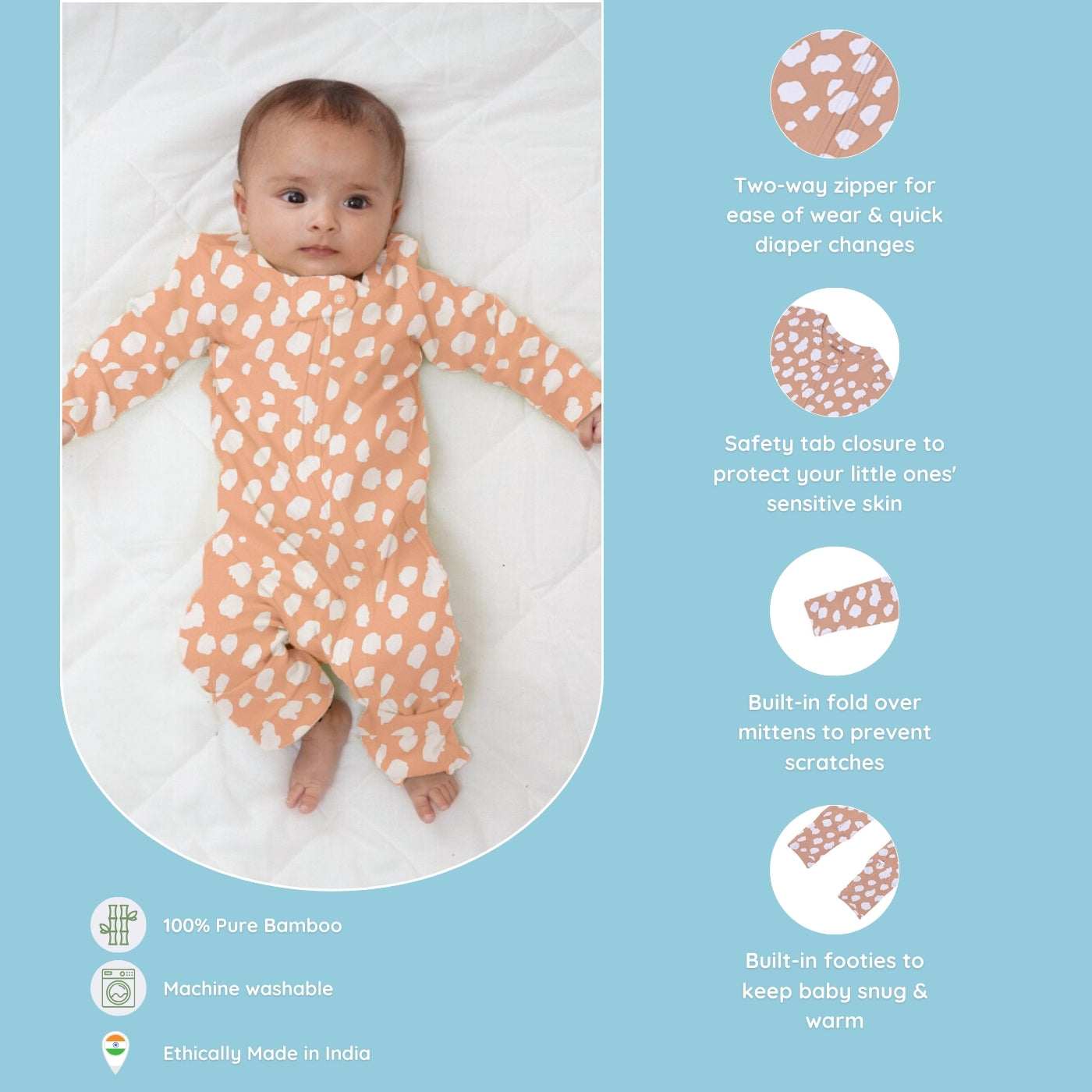 Baby Bamboo Sleepsuit - Cloud Nine