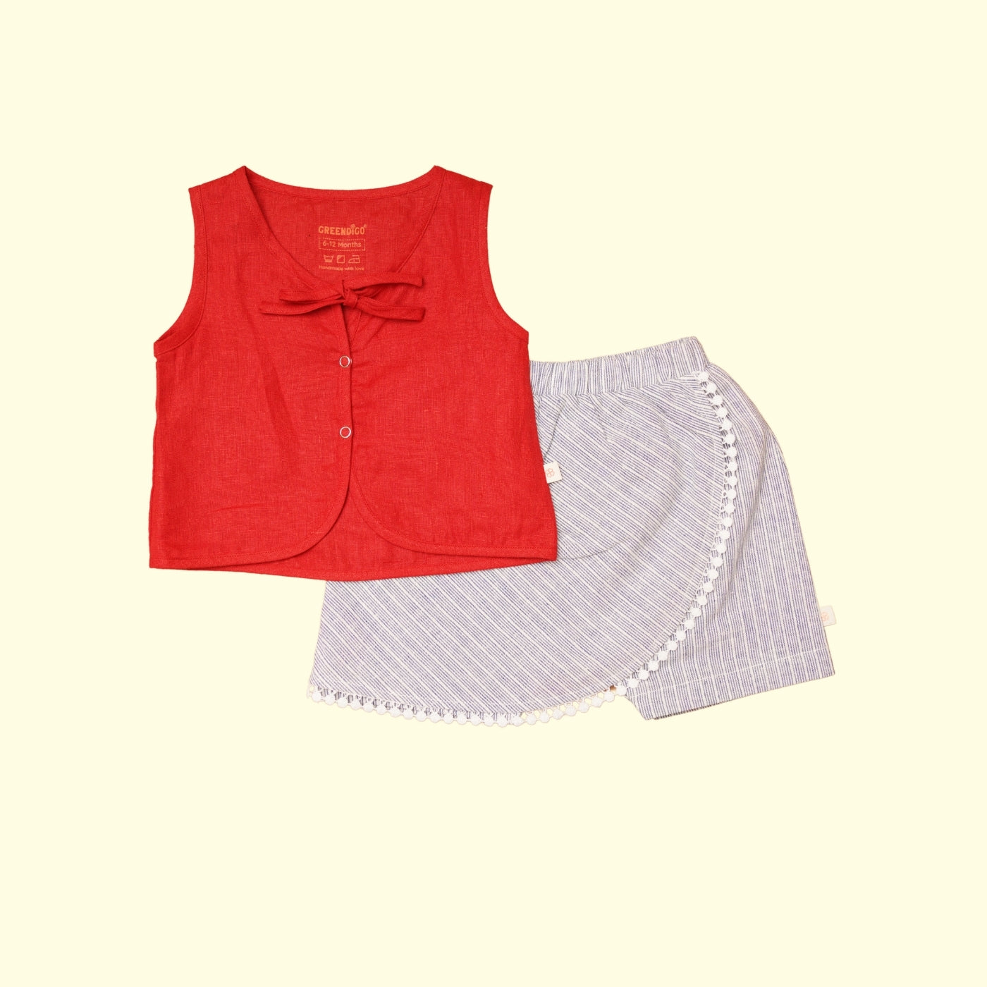 Baby Girl Linen Top with Skort Set - Fig Fantasy