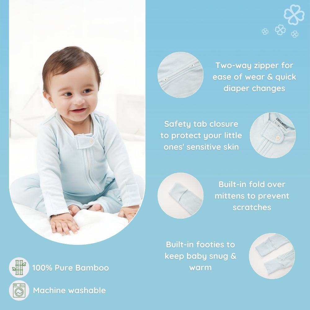 Baby Bamboo Sleepsuit - Blue Skies