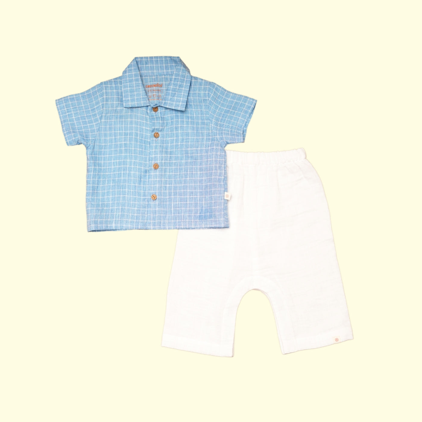 Baby Boy Linen Shirt & Pant Set - Berry Breeze