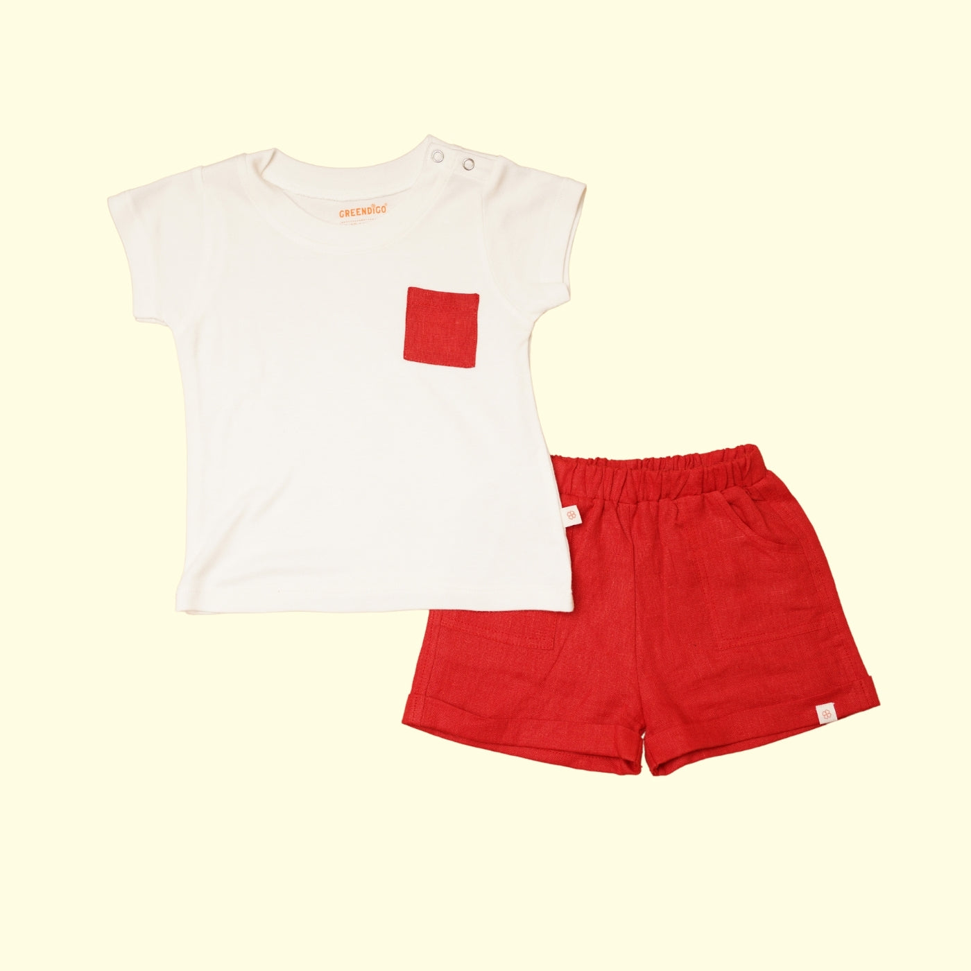 Baby Boy Linen Tshirt & Shorts Set - Watermelon Wave