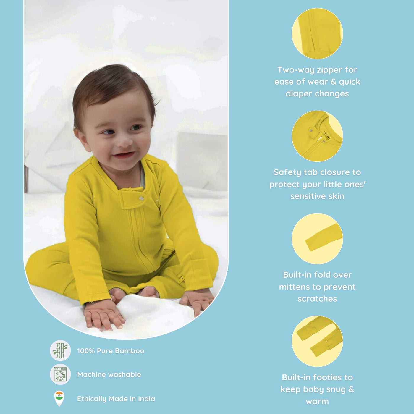 Baby Bamboo Sleepsuit - Sunshine Snuggles