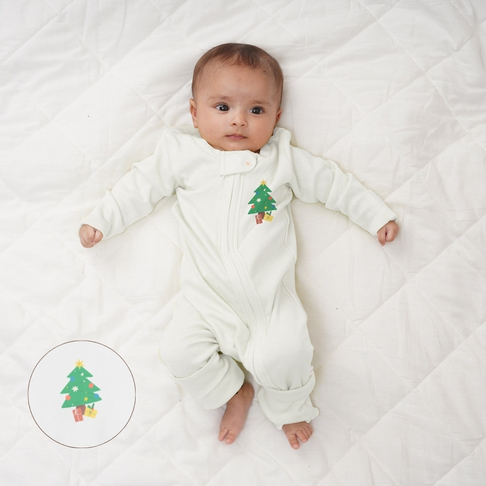 Baby Bamboo Sleepsuit - Tinsel Tree