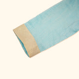 Baby Boy Maheshwari Handwoven Cotton Silk Kurta, Bundi & Pant Set - Bluebell