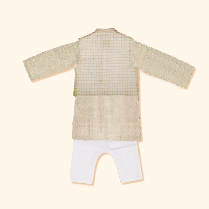 Baby Boy Maheshwari Handwoven Cotton Silk Kurta, Bundi & Pant Set - Madhav
