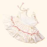 Baby Girl Maheshwari Handwoven Cotton Silk Frock - Gulab
