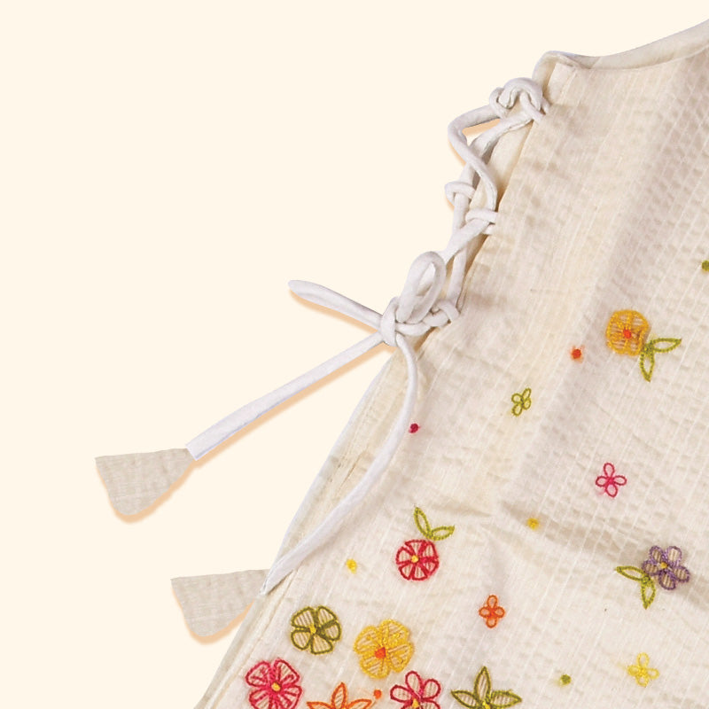 Baby Girl Maheshwari Handwoven Cotton Silk Kurta & Pant Set - Nargis