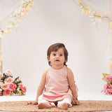 Baby Girl Maheshwari Handwoven Cotton Silk Short Kurta & Pant Set - Orchid