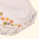 Baby Maheshwari Handwoven Cotton Silk Kimono Bodysuit - Mogra