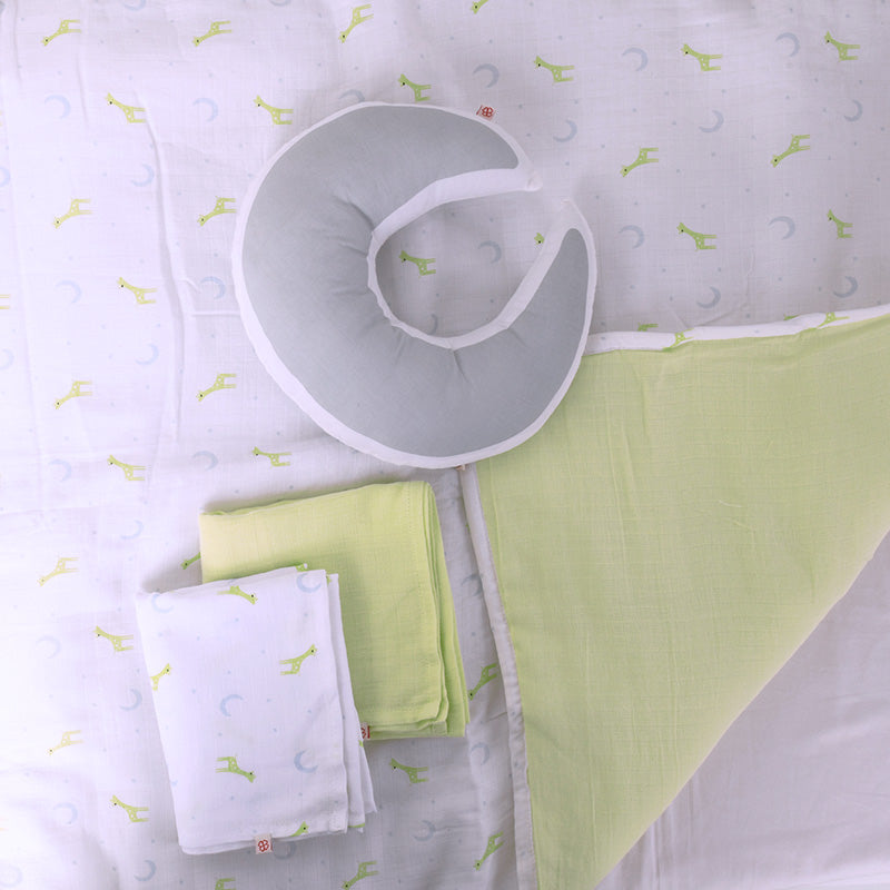 Baby Organic Cotton Reversible Blanket, Multipurpose Cloths & Shape Cushion - Spotty Dotty