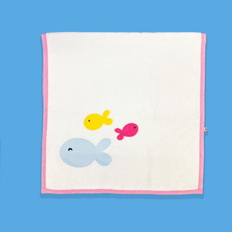 Baby Organic Cotton Towel - Fishy Friends