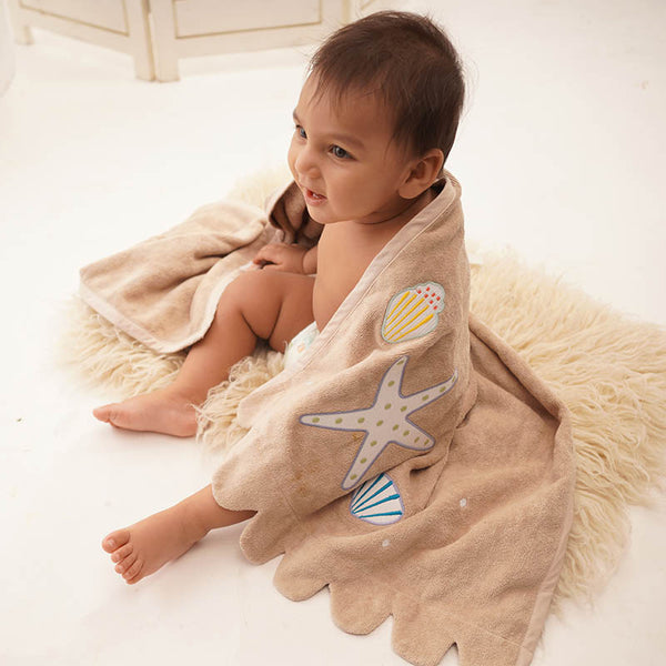 Baby Organic Cotton Towel - Starfish