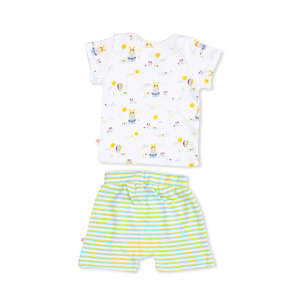 Baby Organic Cotton Top & Shorts Set - Windmills