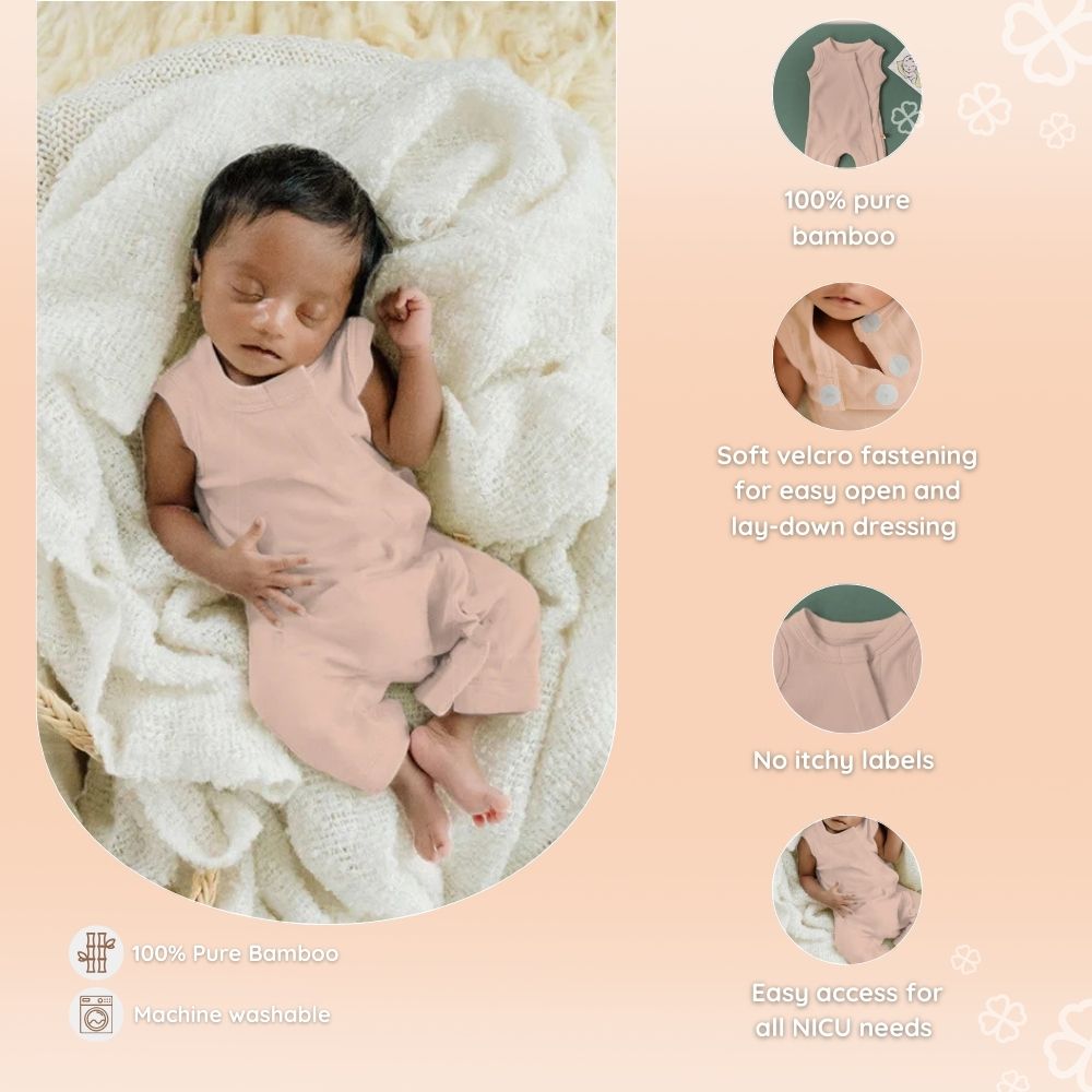 Preemie Baby Bamboo Romper - Blush Bloom