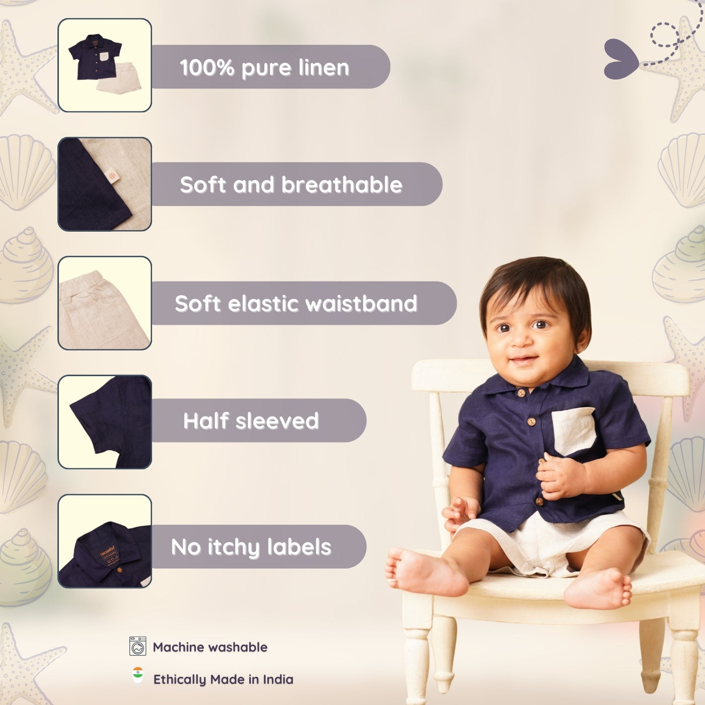 Baby Boy Linen Shirt & Shorts Set - Coconut Craze