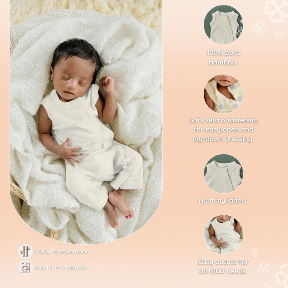 Preemie Baby Bamboo Romper - Cream Puff