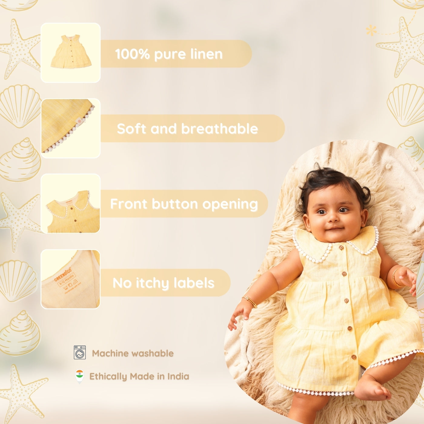 Baby Girl Linen Frock - Mango Melody