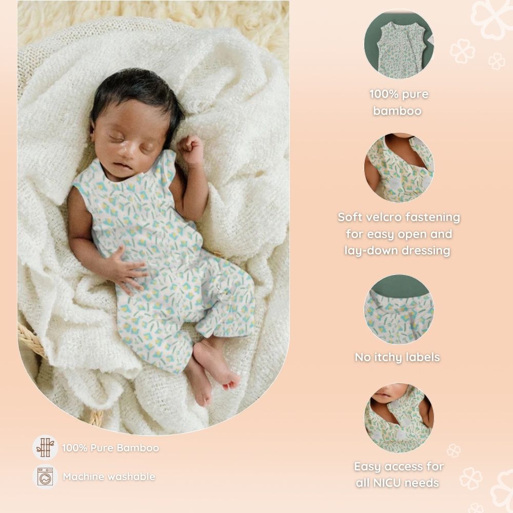 Preemie Baby Bamboo Romper - Mini Blooms