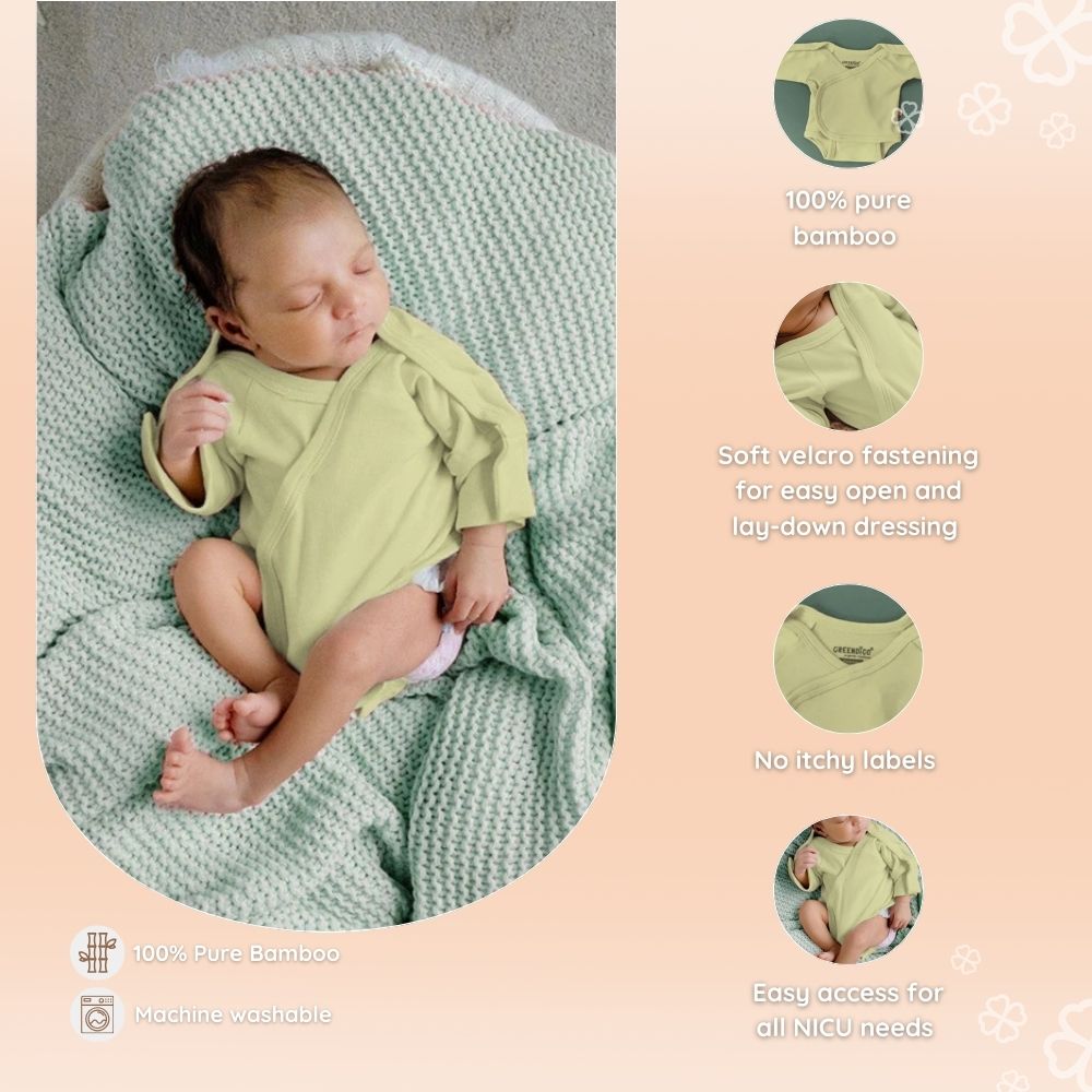 Preemie Baby Bamboo Bodysuit - Olive Bud