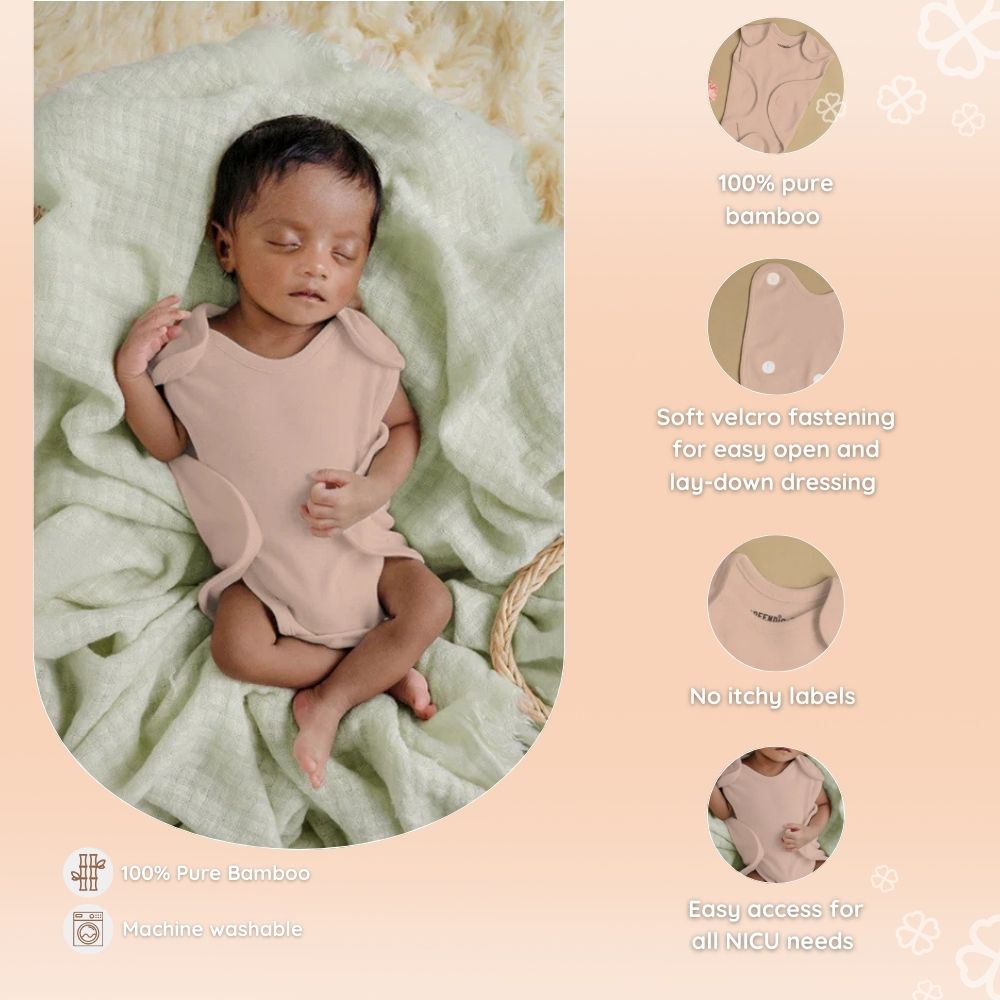 Preemie Baby Bamboo Bodysuit - Pink Petals