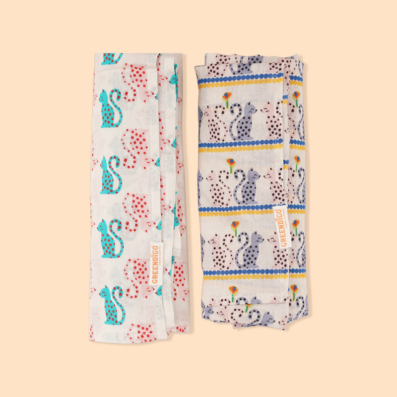 Baby Muslin Swaddles - Purrfect Pals - Pack of 2