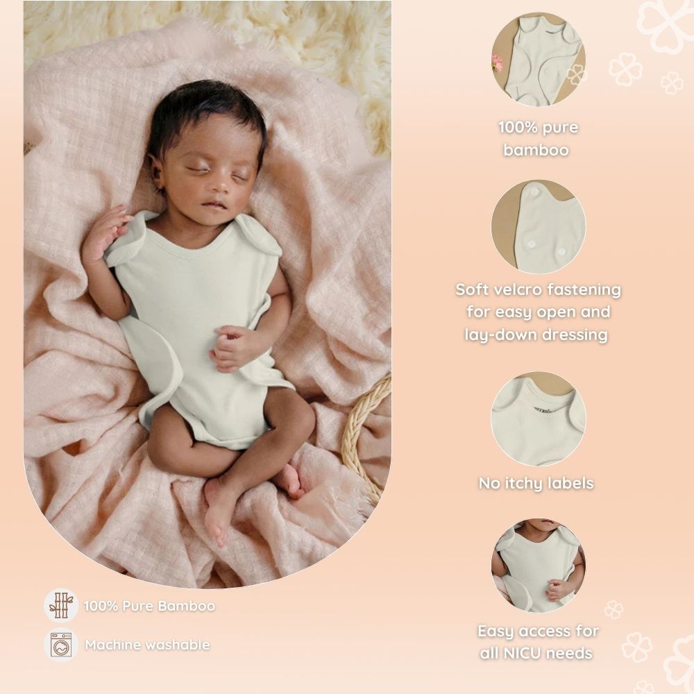 Preemie Baby Bamboo Bodysuit - Soft Sand