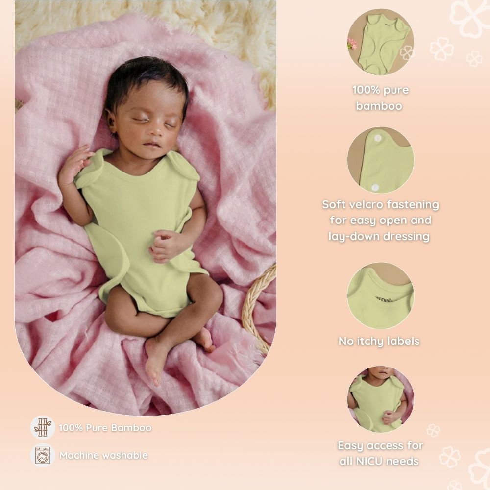 Preemie Baby Bamboo Bodysuit - Tiny Leaf