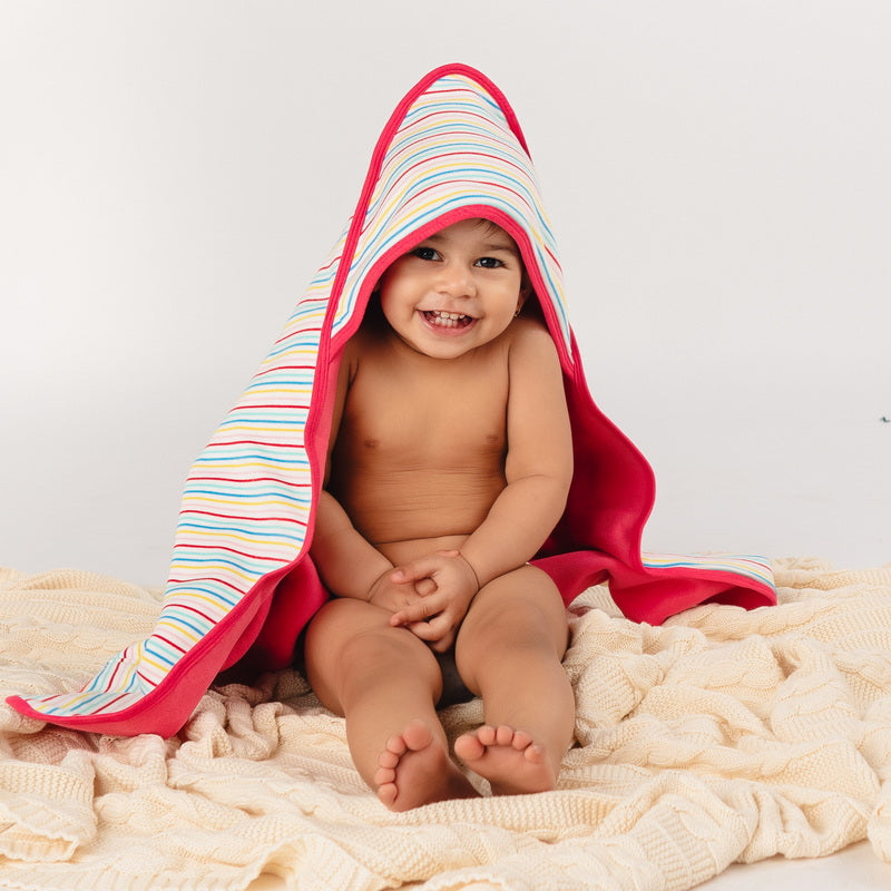 Baby Organic Cotton Hooded Blanket - Girl