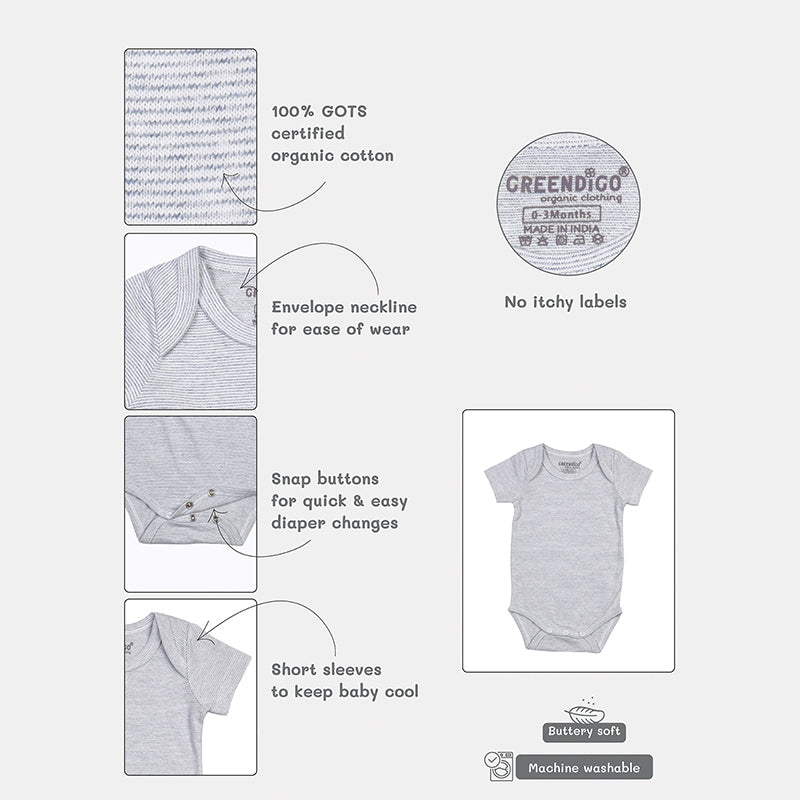 Baby Organic Cotton Bodysuit - Pinstripes