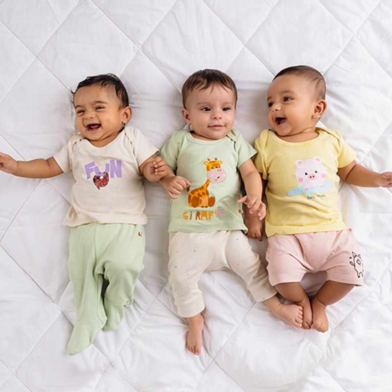 Baby Organic Cotton T-shirts - Safari Pals - Pack of 3